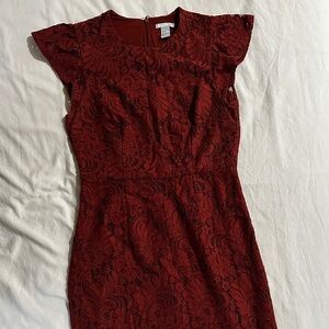 H&M Burgundy Lace Midi Dress